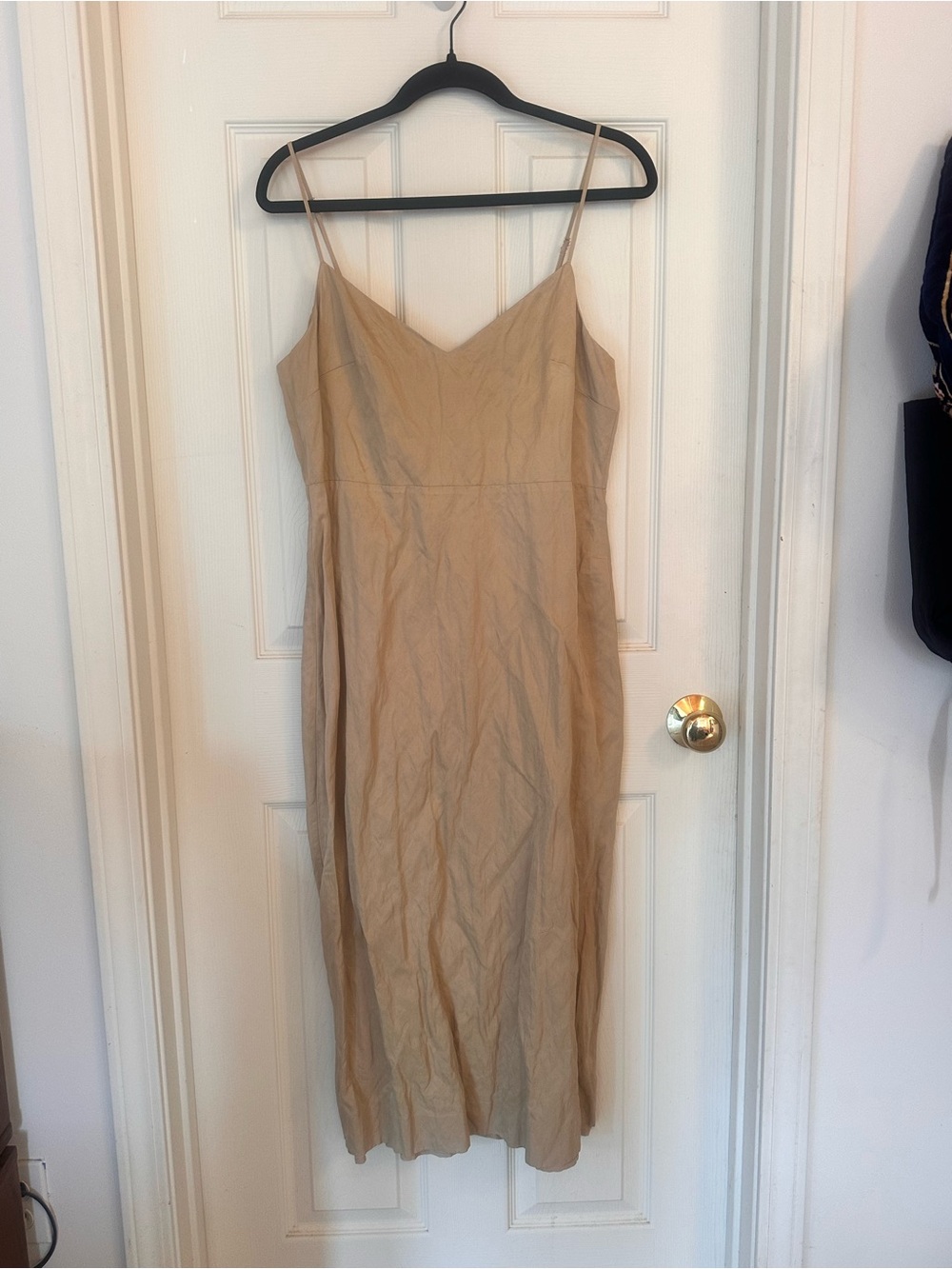 J. Crew Beige Midi Slip Dress with Thin Straps